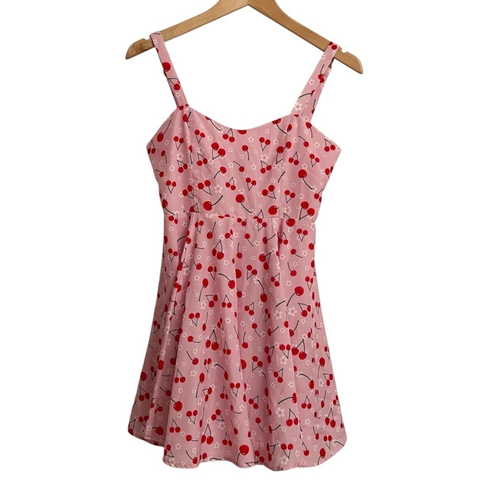 SUGAR THRILLZ Cherry Print Mini Dress Size XS - Picture 2 of 7